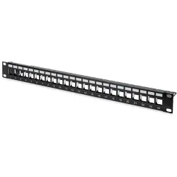 Modular patch panel, shielded, 24-port, blank, 1U, rack-mount, black (RAL 9005)