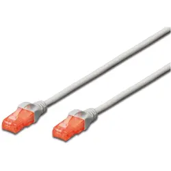 Patch cable, RJ45 plug, straight to RJ45 plug, straight, Cat 6, U/UTP, LSZH, 7 m, gray, DK-1617-070