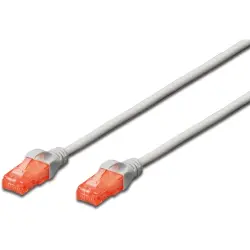 Patch cable, RJ45 plug, straight to RJ45 plug, straight, Cat 6, U/UTP, LSZH, 10 m, gray, DK-1617-100