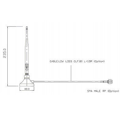 DA-24-07-2.5M-SM 2.4GHz 5dBi Manyetik Tabanlı Dipol Anten SMA RP - 2